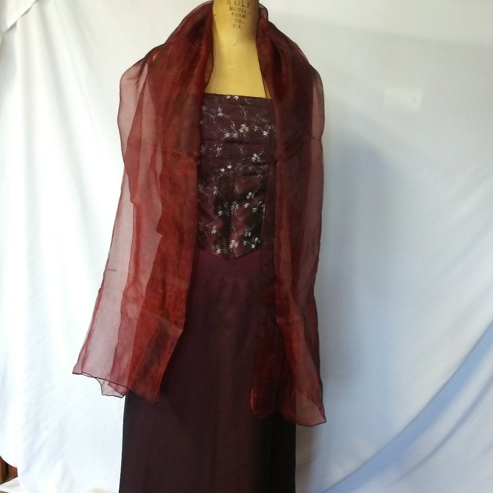 Gorgeous 3 Piece Bustier, Long Skirt & Shawl - S
